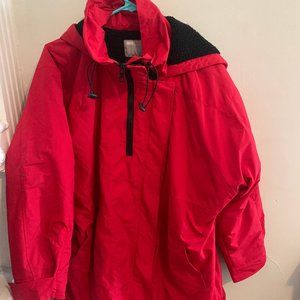 ASOS DESIGN fleece lined anorak coat in red
